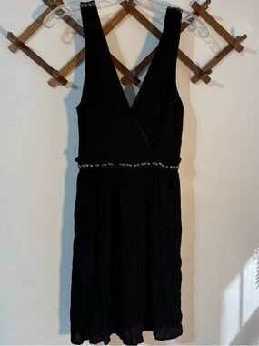 TOPSHOP- VINTAGE   BLACK GODDESS  DRESS WITH SILVER STUDS SIZE UK6/US2 Y2K